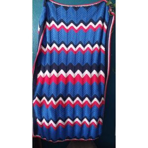Patriotic Americana Afghan Red White & Blue Throw Blanket Crochet